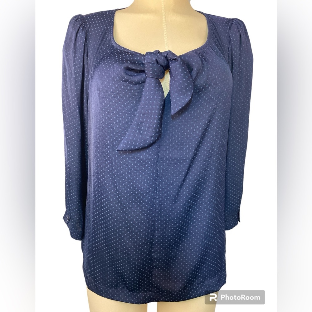 Cabi Long Sleeve Blouse Blue with Lighter Blue Print Women’s Medium